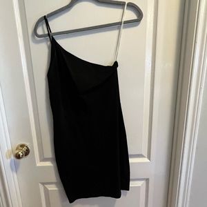 womens one shoulder bodycon black dress, size medium